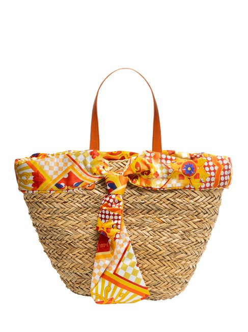 YNOT JAVA Grand sac de plage en paille orange - Sacs pour Femme