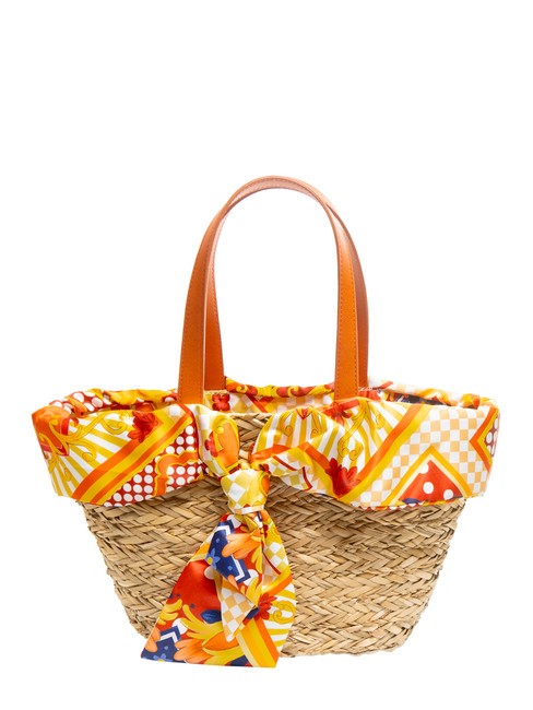 YNOT JAVA Sac de plage moyen en paille orange - Sacs pour Femme