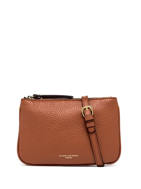 GIANNI CHIARINI FRIDA Sac bandoulière en cuir à double zip caramel - Sacs pour Femme