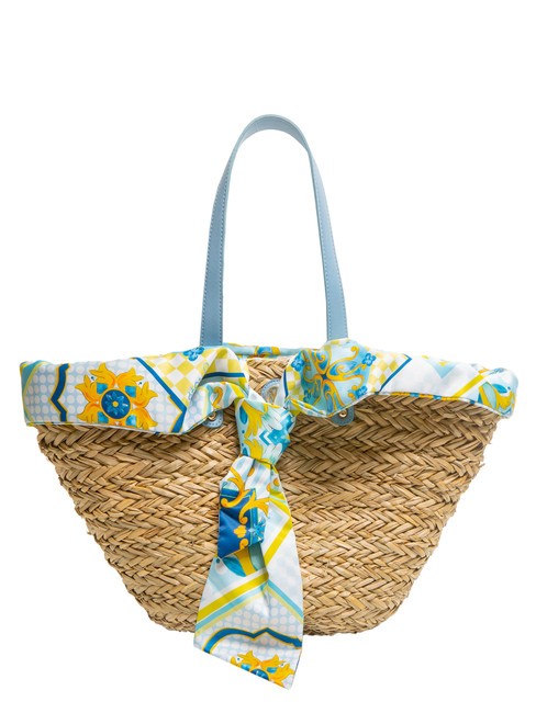 YNOT JAVA Grand sac de plage en paille bleu clair - Sacs pour Femme