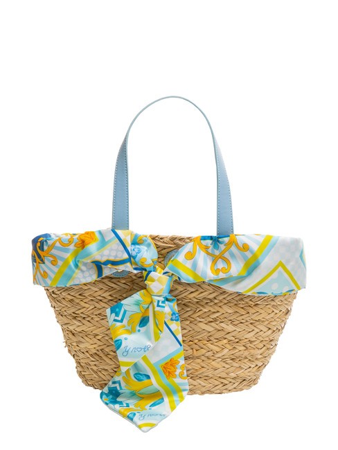 YNOT JAVA Sac de plage moyen en paille bleu clair - Sacs pour Femme