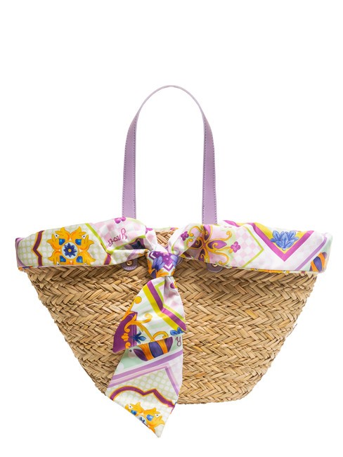 YNOT JAVA Grand sac de plage en paille violet - Sacs pour Femme