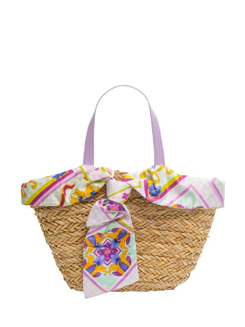 YNOT JAVA Sac de plage moyen en paille violet - Sacs pour Femme