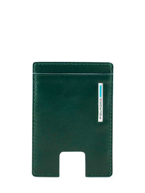 PIQUADRO BLUE SQUARE  Porte-cartes plat en cuir VERT - Portefeuilles Homme