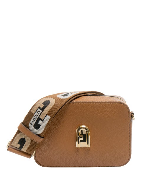 FURLA GARDENIA Sacoche pour appareil photo en cuir imprimé Keria tons brandy+cognac - Sacs pour Femme