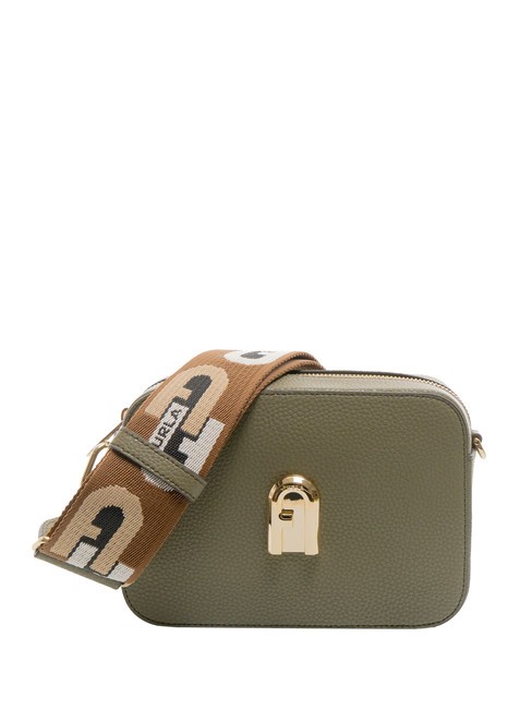 FURLA GARDENIA Sacoche pour appareil photo en cuir imprimé Keria cognac sauge+toni - Sacs pour Femme