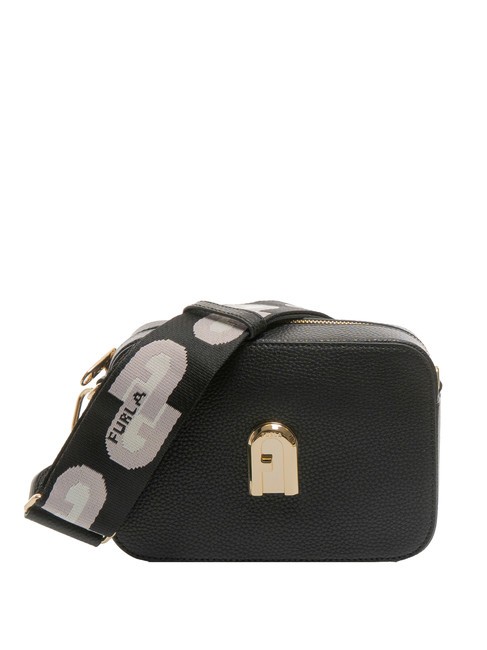 FURLA GARDENIA Sacoche pour appareil photo en cuir imprimé Keria tons noir + glace - Sacs pour Femme