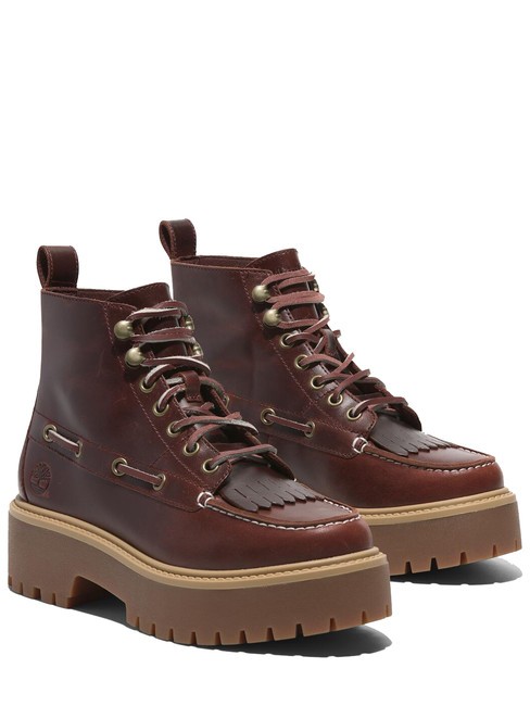 TIMBERLAND STONE STREET  Bottines en cuir à talon compensé bordeaux pleine fleur - Chaussures Femme