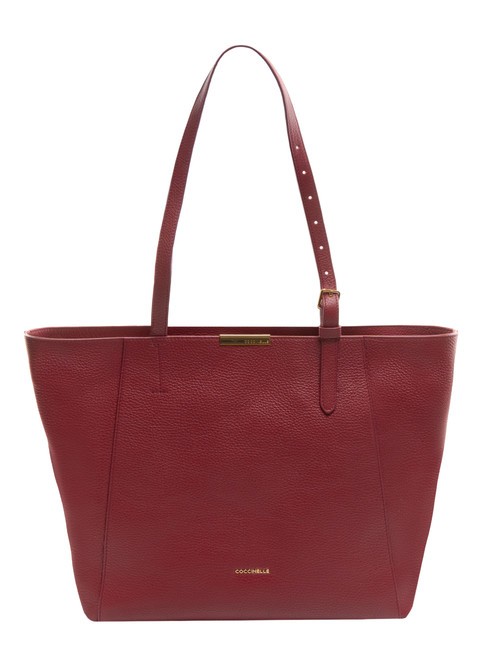 COCCINELLE CHER Sac cabas en cuir martelé rouge grenat - Sacs pour Femme