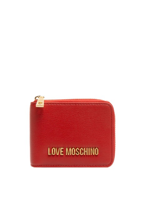 LOVE MOSCHINO LOGO LETTERING Portefeuille moyen zippé autour ROUGE - Portefeuilles Femme