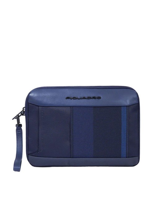 PIQUADRO STEVE Pochette en cuir et tissu bleu - Étui pour tablette & Organiseur