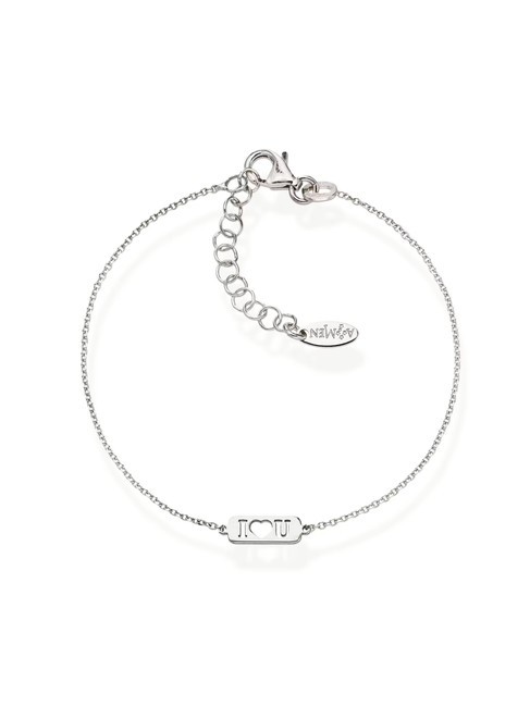 AMEN AMORE Bracelet étiquette I <3 U rhodium - Bracelets