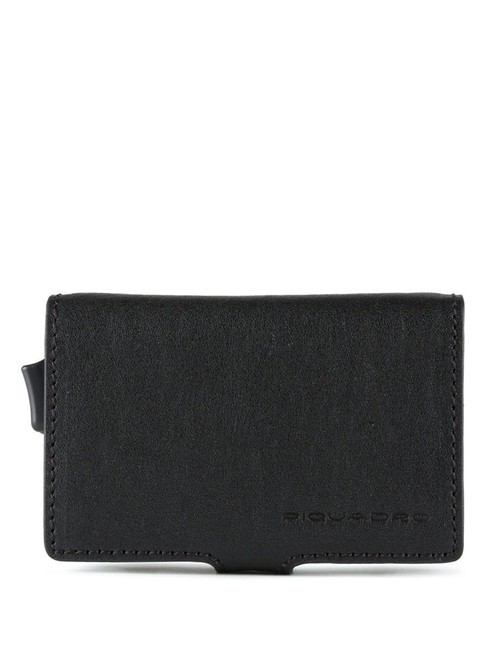 PIQUADRO BLACK SQUARE  Portefeuille en cuir et métal Noir - Portefeuilles Homme