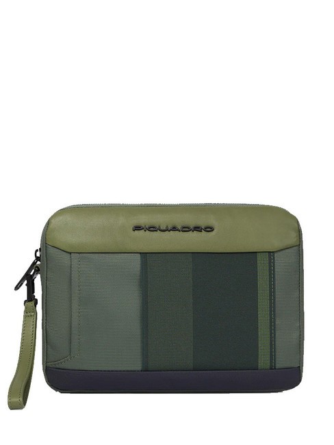 PIQUADRO STEVE Pochette en cuir et tissu VERT - Étui pour tablette & Organiseur