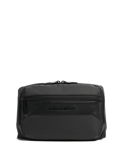 PIQUADRO GIO Sac banane en cuir et tissu Noir - Sacs banane