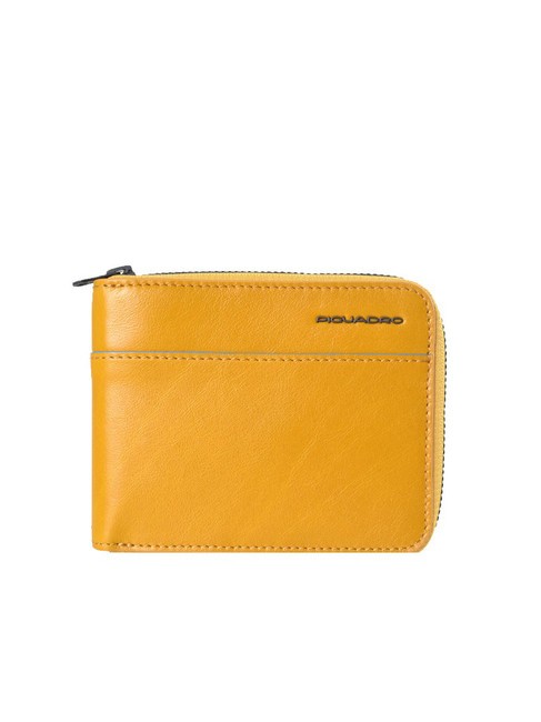 PIQUADRO HARPER  Mini portefeuille en cuir jaune - Portefeuilles Homme