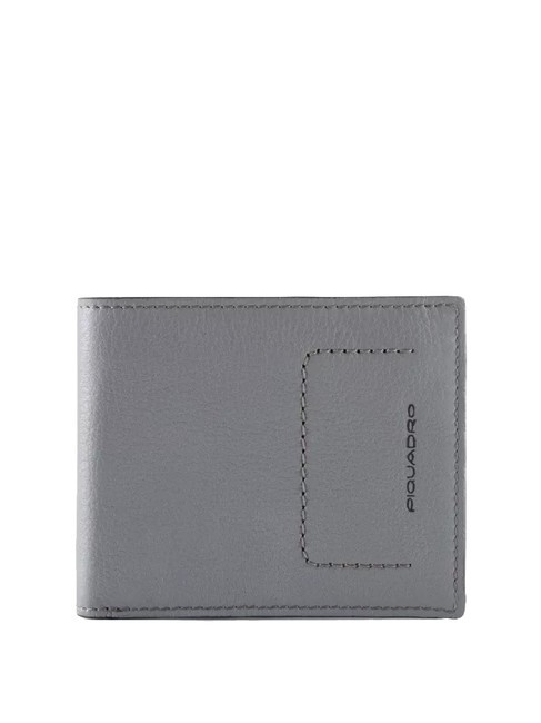 PIQUADRO DAVID  Portefeuille en cuir GRIS - Portefeuilles Homme