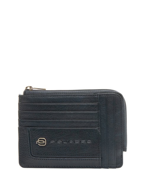 PIQUADRO VIBE Out Porte-cartes / porte-monnaie en cuir bleu2 - Portefeuilles Homme