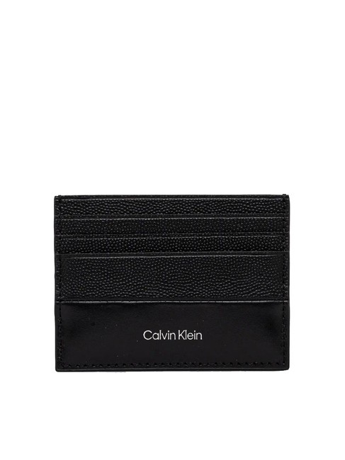 CALVIN KLEIN CK MUST Porte-cartes en cuir 6 cc grain de caviar noir/lisse - Portefeuilles Homme