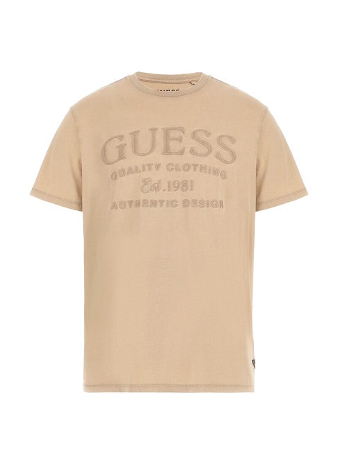 GUESS EMBROIDERY  T-shirt en coton boue du désert multi - T-shirt