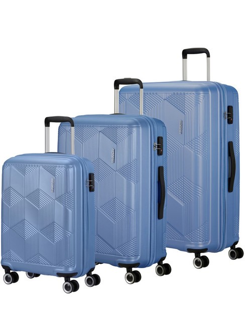 AMERICAN TOURISTER SUNCHASER Ensemble Cabine + Moyen + Grand Chariot bleu tranquille - Ensemble Valises