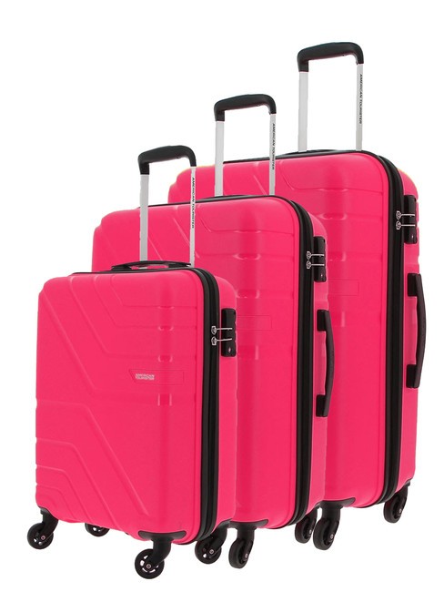 AMERICAN TOURISTER UPLAND Lot de 3 chariots : cabine, moyen, grand rose - Ensemble Valises