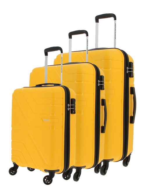 AMERICAN TOURISTER UPLAND Lot de 3 chariots : cabine, moyen, grand jaune - Ensemble Valises