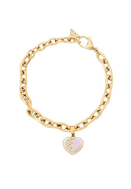 GUESS LOVELY GUESS Bracelet à breloques coeur or jaune/lilas - Bracelets