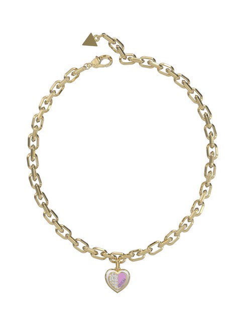 GUESS LOVELY GUESS Collier avec coeur émaillé or jaune/lilas - Colliers