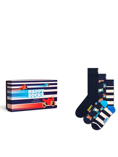 HAPPY SOCKS NAVY Coffret cadeau de 3 paires de chaussettes marine - Chaussettes unisexes