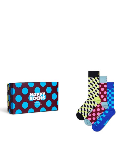 HAPPY SOCKS MULTICOLOR Coffret cadeau de 3 paires de chaussettes marine - Chaussettes unisexes