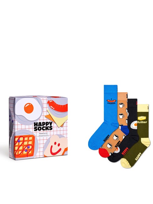 HAPPY SOCKS BREAKFAST Coffret cadeau de 4 paires de chaussettes bleu - Chaussettes unisexes