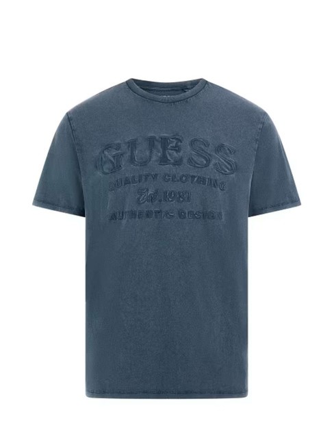 GUESS EMBROIDERY  T-shirt en coton Mul bleu de la côte sud - T-shirt