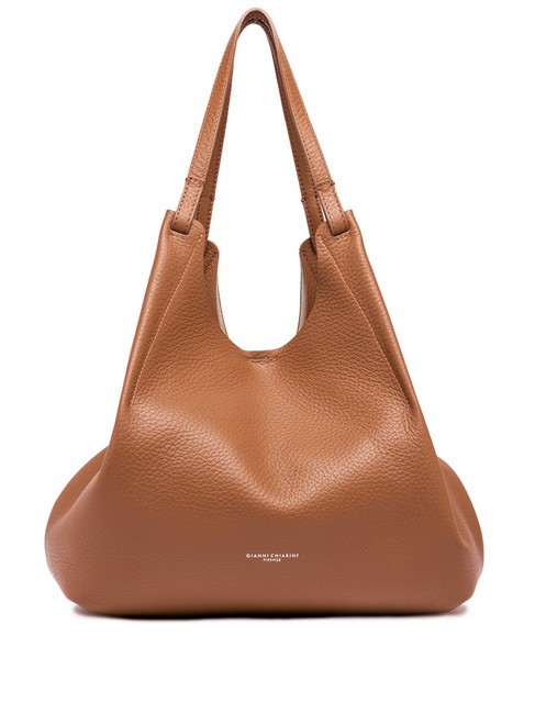 GIANNI CHIARINI DUA Grand sac à bandoulière en cuir caramel-sable - Sacs pour Femme