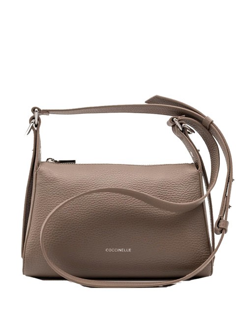 COCCINELLE BISHOP  Mini sac bandoulière, en cuir taupe chaud - Sacs pour Femme