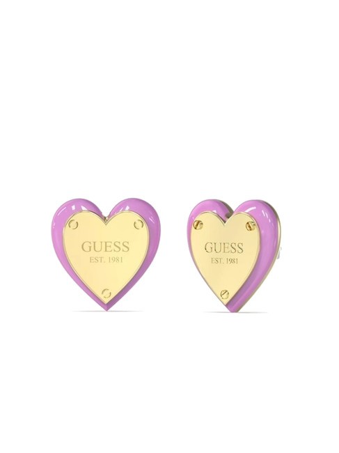 GUESS ALL YOU NEED IS LOVE Boucles d'oreilles coeur avec logo or jaune/rose - Boucles d'oreilles