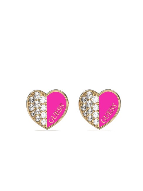 GUESS LOVELY GUESS Boucles d'oreilles coeur avec cristaux or jaune/fuchsia - Boucles d'oreilles