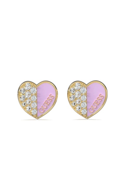 GUESS LOVELY GUESS Boucles d'oreilles coeur avec cristaux or jaune/lilas - Boucles d'oreilles