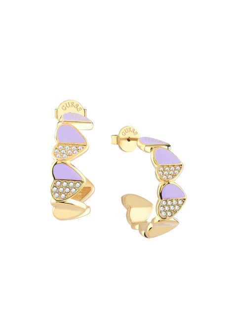 GUESS LOVELY GUESS Boucles d'oreilles coeur émaillé or jaune/lilas - Boucles d'oreilles