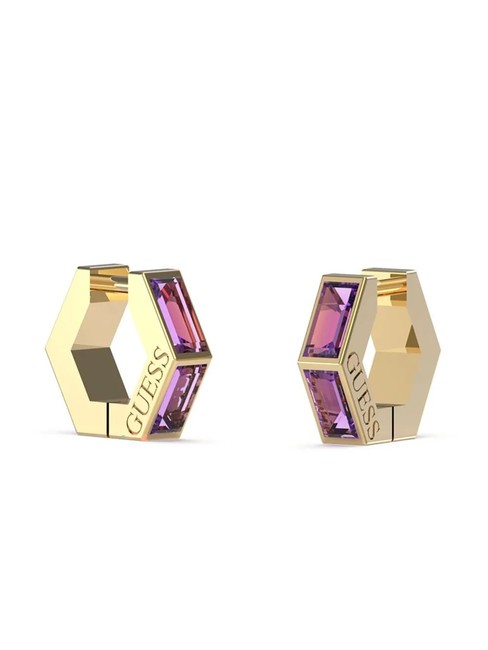 GUESS HUGGIE ME Boucles d'oreilles avec cristaux or jaune/l.améthyste - Boucles d'oreilles