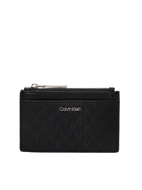 CALVIN KLEIN CK MUST Porte-cartes plat avec zip blackmono - Portefeuilles Femme