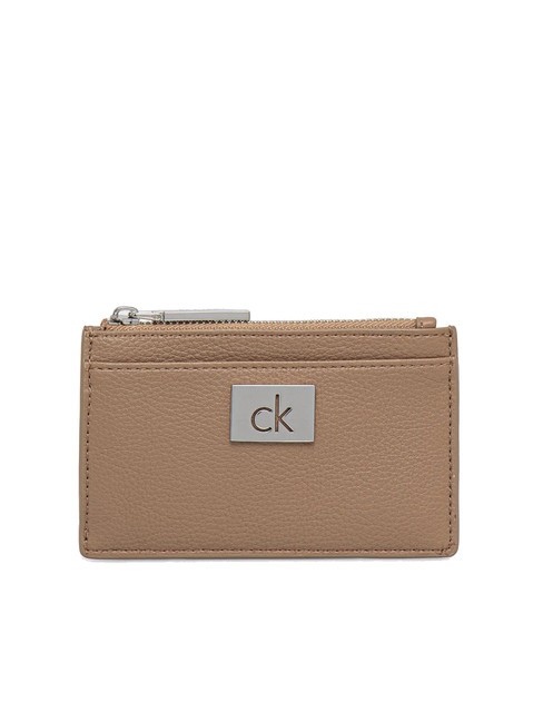 CALVIN KLEIN CK PLAQUE Porte-cartes plat avec zip amphore - Portefeuilles Femme