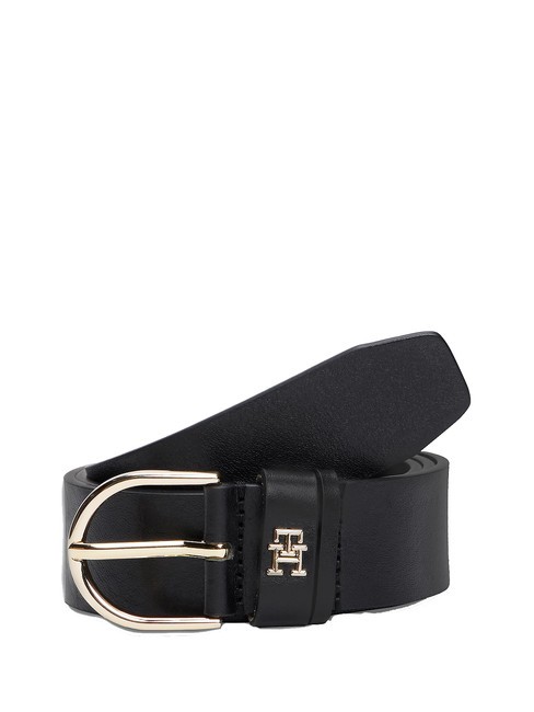 TOMMY HILFIGER ESSENTIAL EFFORTLESS Ceinture en cuir fabriquée en Italie le noir - Ceintures