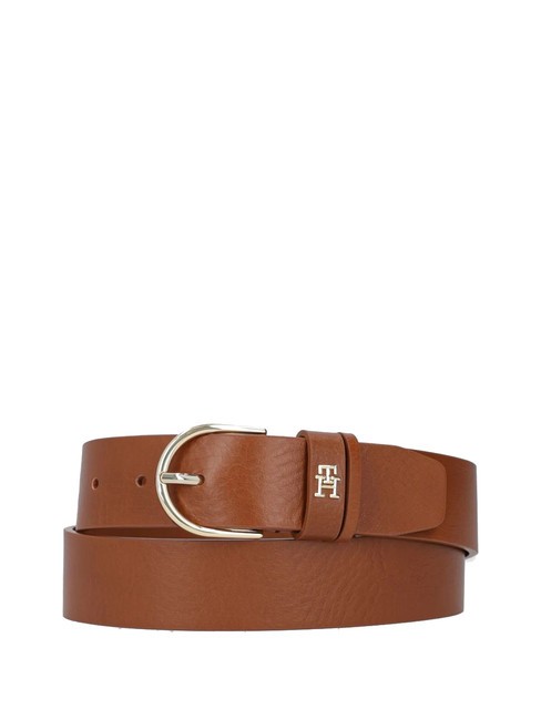 TOMMY HILFIGER ESSENTIAL EFFORTLESS Ceinture en cuir fabriquée en Italie Cognac - Ceintures