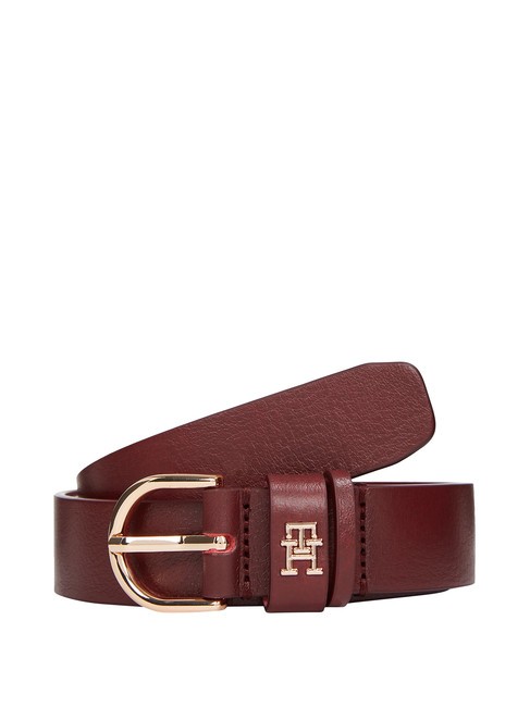 TOMMY HILFIGER ESSENTIAL EFFORTLESS Ceinture en cuir fabriquée en Italie sang de bœuf - Ceintures