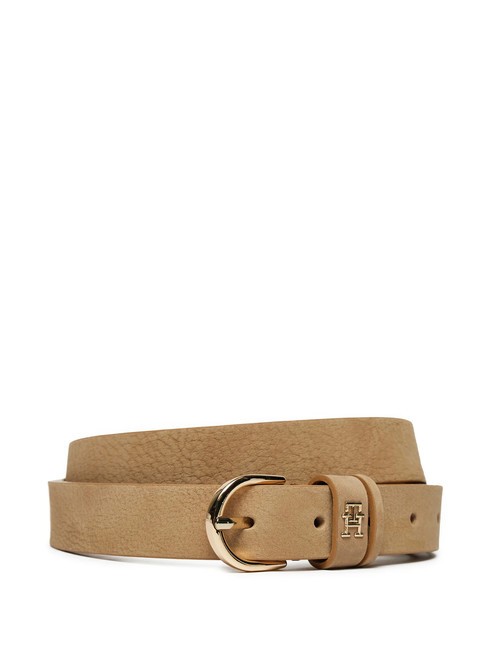 TOMMY HILFIGER ESSENTIAL EFFORTLESS Ceinture en cuir fabriquée en Italie toile safari - Ceintures