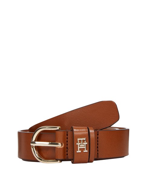 TOMMY HILFIGER ESSENTIAL EFFORTLESS Ceinture en cuir fabriquée en Italie Cognac - Ceintures