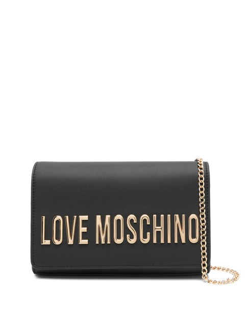 LOVE MOSCHINO BOLD LOGO Sac à rabat et bandoulière chaîne Noir - Sacs pour Femme