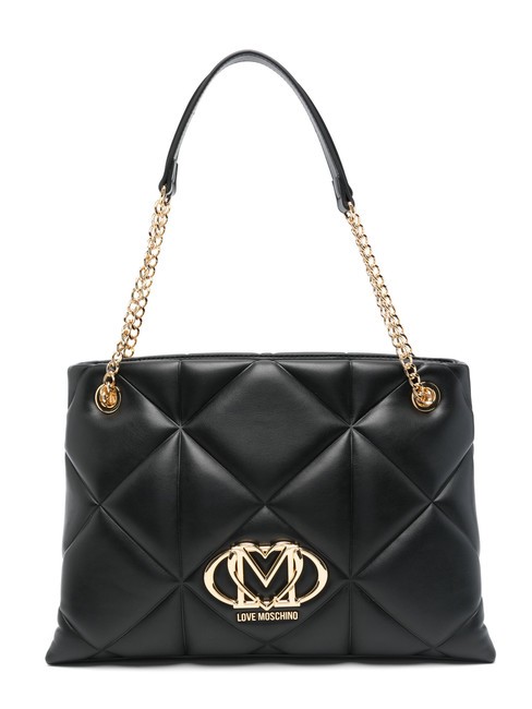 LOVE MOSCHINO GEOMETRIC Sac bandoulière avec anses chaîne Noir - Sacs pour Femme