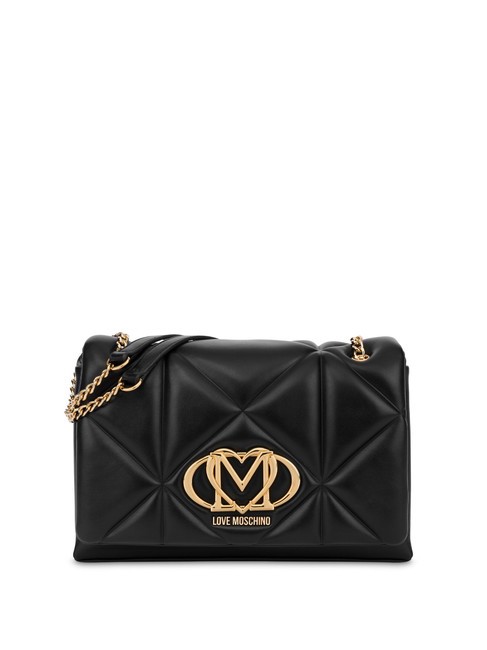 LOVE MOSCHINO GEOMETRIC Sac transformable à rabat Noir - Sacs pour Femme